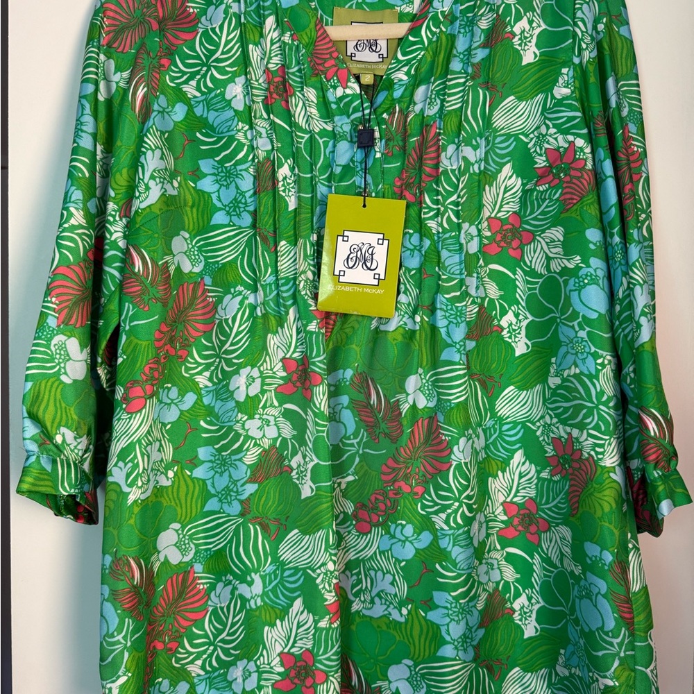 Elizabeth McKay Charlotte Silk Popover Blouse NWT